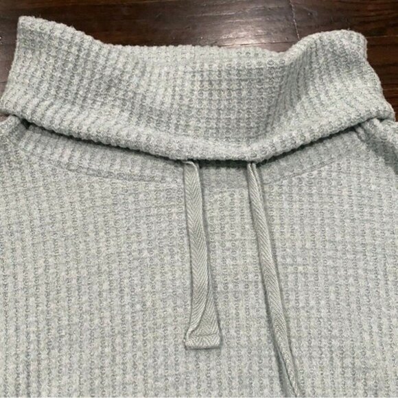 Anthropologie Saturday Sunday Whistler Waffle Cowl Neck Pullover Blueish Green - Picture 8 of 9